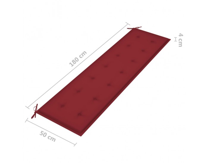 Sonata Възглавница за градинска пейка виненочервена 180x50x4 см плат