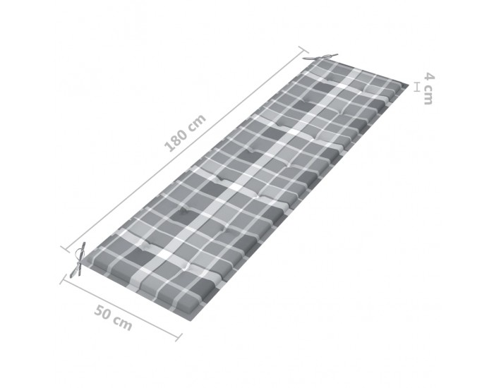 Sonata Възглавница за градинска пейка сиво каре 180x50x4 см плат