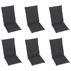 Sonata Възглавници за градински столове, 6 бр, антрацит, 120x50x4 см - Градински столове