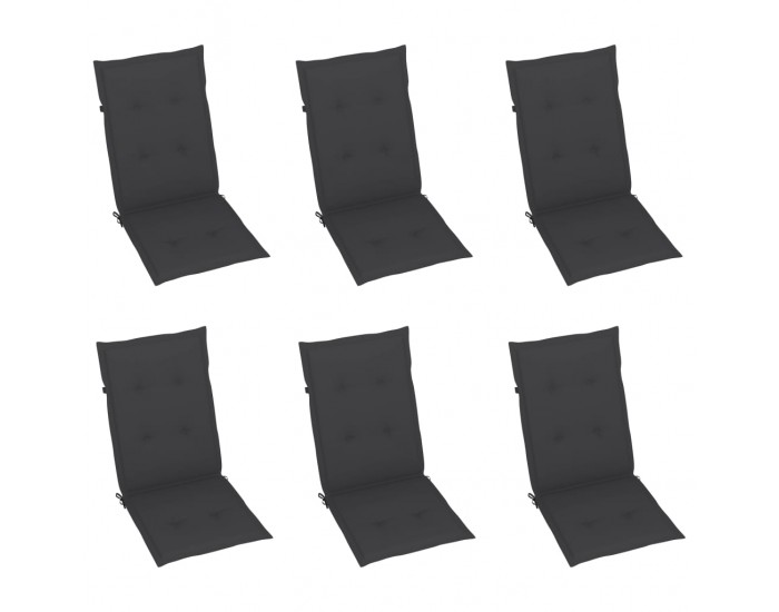 Sonata Възглавници за градински столове, 6 бр, антрацит, 120x50x4 см