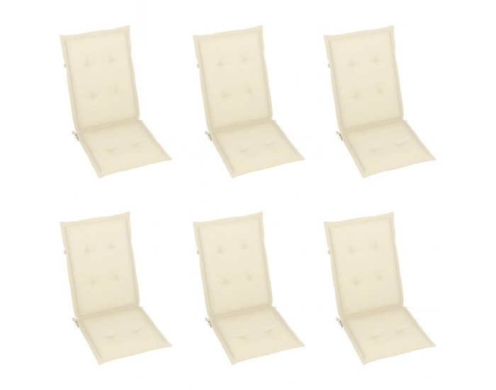 Sonata Възглавници за градински столове, 6 бр, кремави, 120x50x4 см