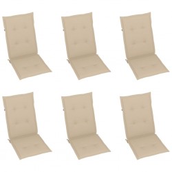Sonata Възглавници за градински столове, 6 бр, бежови, 120x50x4 см - Градински столове