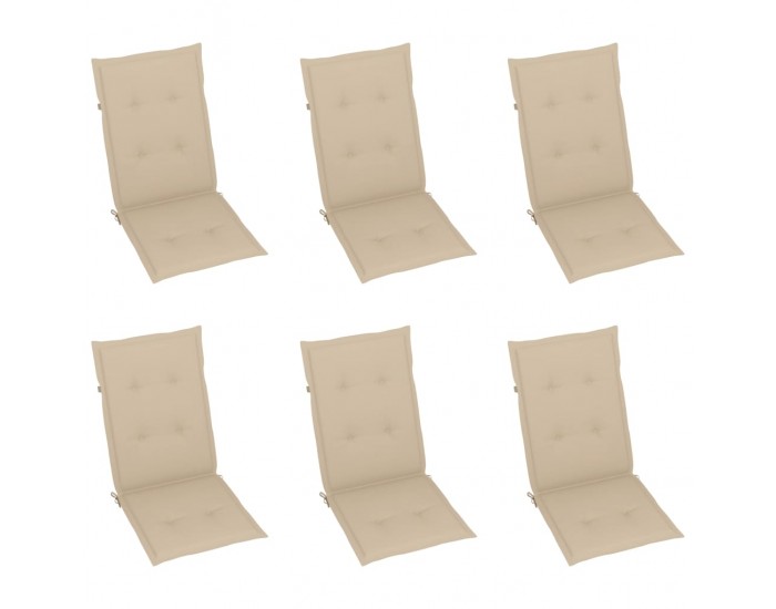 Sonata Възглавници за градински столове, 6 бр, бежови, 120x50x4 см