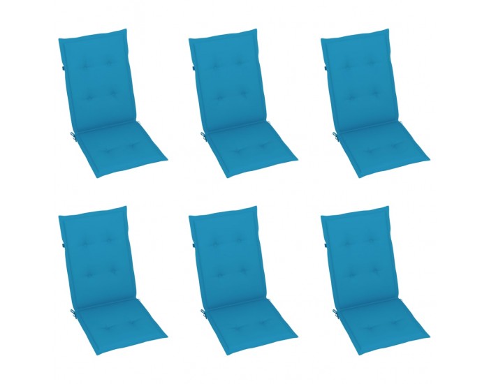 Sonata Възглавници за градински столове, 6 бр, сини, 120x50x4 см