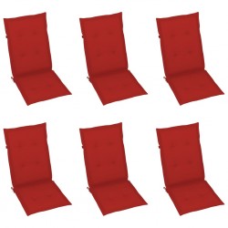 Sonata Възглавници за градински столове, 6 бр, червени, 120x50x4 см - Градински столове
