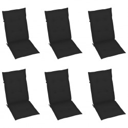 Sonata Възглавници за градински столове, 6 бр, черни, 120x50x4 см - Градински столове