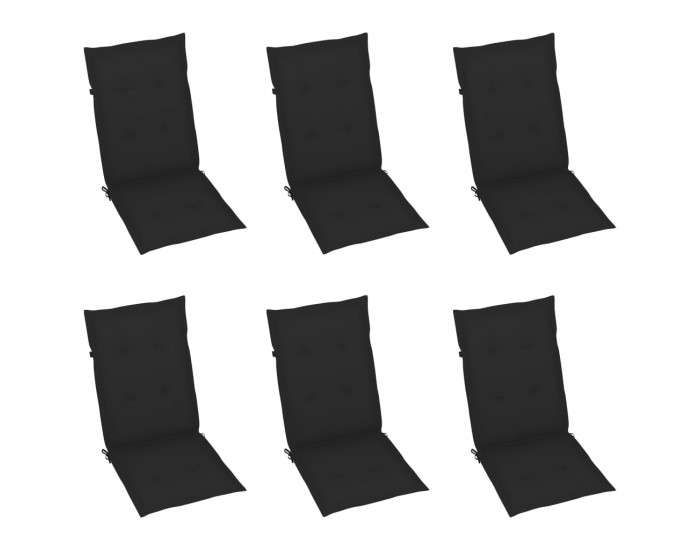 Sonata Възглавници за градински столове, 6 бр, черни, 120x50x4 см