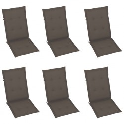 Sonata Възглавници за градински столове, 6 бр, таупе, 120x50x4 см - Градински столове
