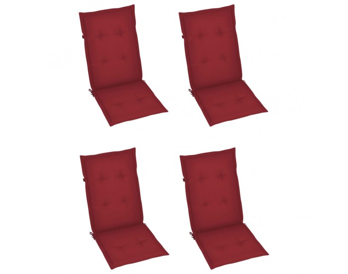 Sonata Възглавници за градински столове 4 бр виненочервени 120x50x4 см