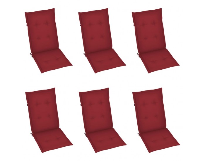 Sonata Възглавници за градински столове 6 бр виненочервени 120x50x4 см