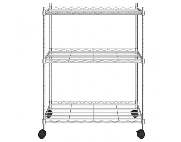 Sonata 3-етажен стелаж за съхранение с колела 60x35x81 см хром 150 кг