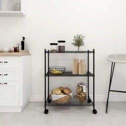 Sonata 3-етажен стелаж за съхранение с колела 60x35x81 см черен 150 кг - Етажерки