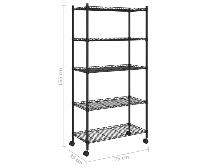 Sonata 5-етажен стелаж за съхранение колела 75x35x155 см черен 250 кг