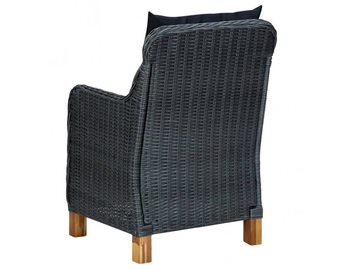 Sonata Градински столове с възглавници, 2 бр, полиратан, тъмносиви