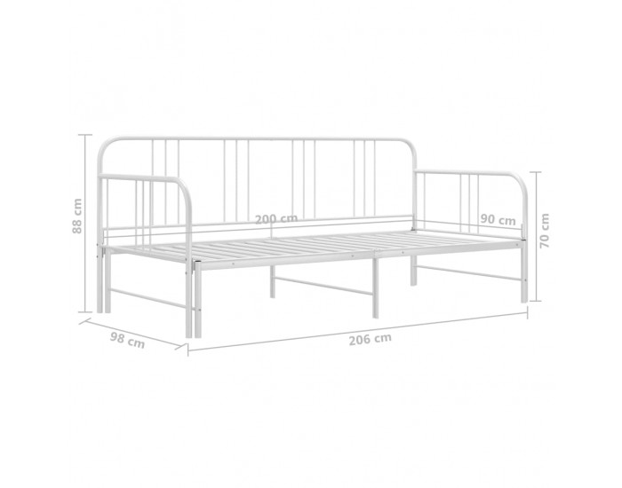 Sonata Рамка за легло, разтегателен диван, бяла, метал, 90x200 см
