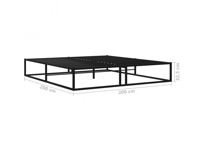Sonata Рамка за легло, черна, метал, 200x200 cм