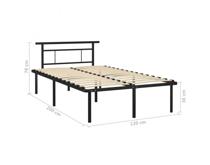 Sonata Рамка за легло, черна, метал, 120x200 cм