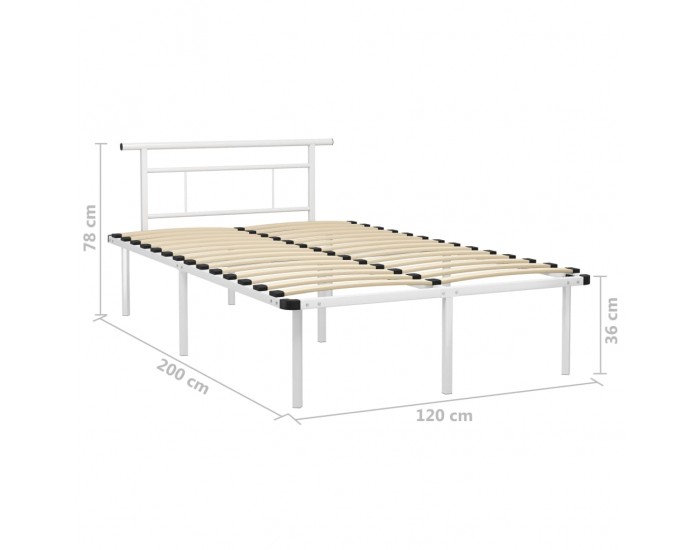 Sonata Рамка за легло, бяла, метал, 120x200 cм