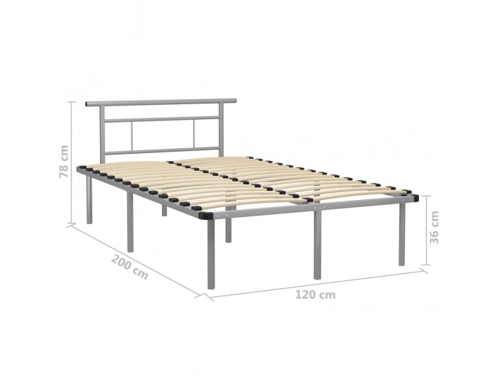 Sonata Рамка за легло, сива, метал, 120x200 cм