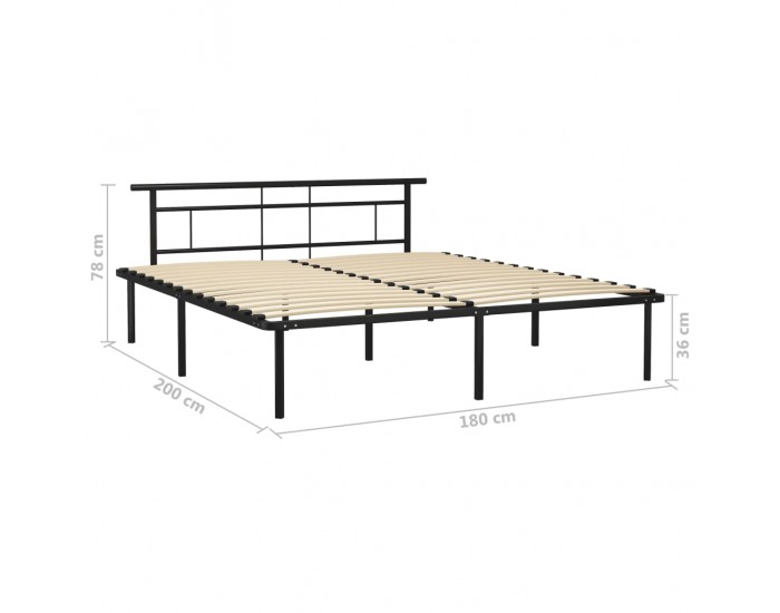 Sonata Рамка за легло, черна, метал, 180x200 cм