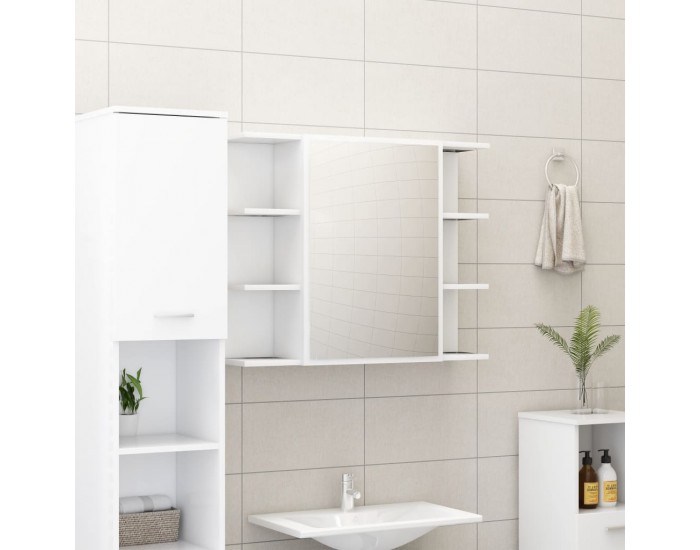 Sonata Комплект мебели за баня от 4 части, бял, ПДЧ