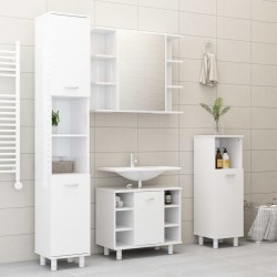 Sonata Комплект мебели за баня от 4 части, бял гланц, ПДЧ - Баня