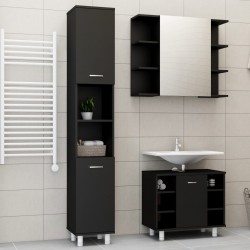 Sonata Комплект мебели за баня от 3 части, черен, ПДЧ - Комплекти