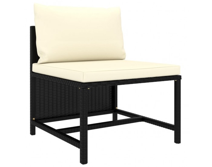 Sonata Градински комплект с възглавници, 4 части, черен полиратан