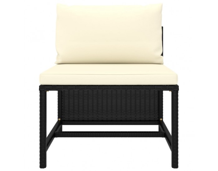 Sonata Градински комплект с възглавници, 4 части, черен полиратан