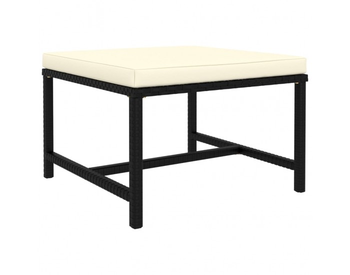 Sonata Градински комплект с възглавници, 4 части, черен полиратан