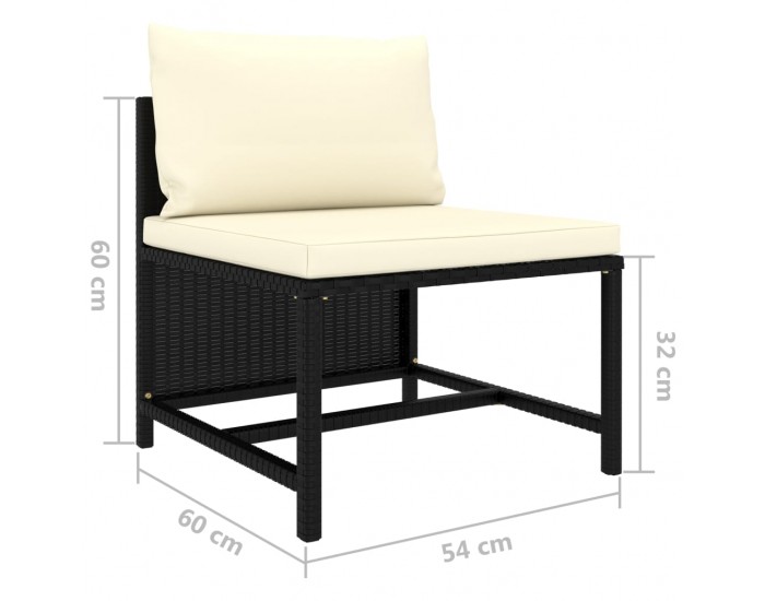 Sonata Градински комплект с възглавници, 4 части, черен полиратан