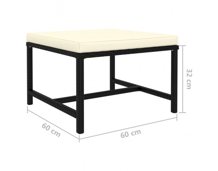 Sonata Градински комплект с възглавници, 4 части, черен полиратан