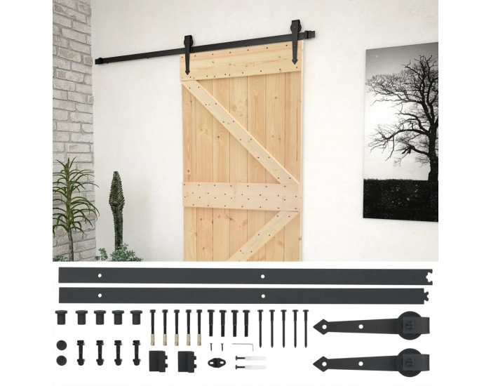 Sonata Плъзгаща врата с монтажни части, 80x210 см, борово дърво масив