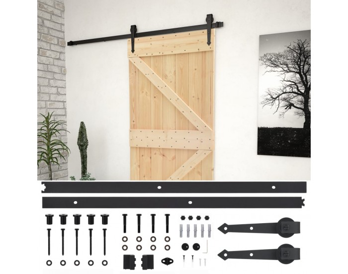 Sonata Плъзгаща врата с монтажни части, 80x210 см, борово дърво масив