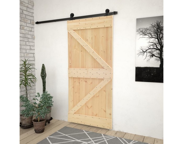 Sonata Плъзгаща врата с монтажни части, 90x210 см, борово дърво масив