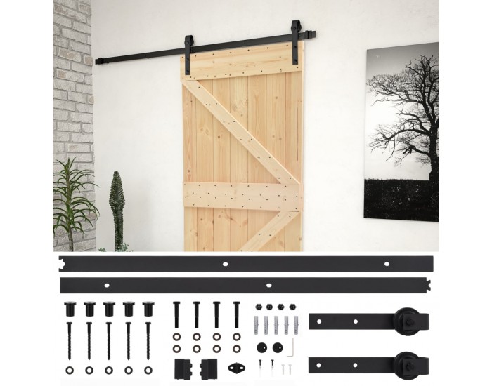 Sonata Плъзгаща врата с монтажни части, 90x210 см, борово дърво масив Sonata Плъзгаща врата с монтажни части, 90x210 см, борово дърво масив