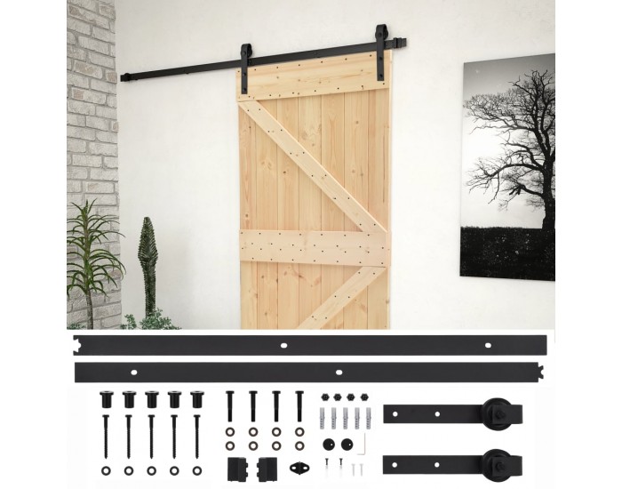 Sonata Плъзгаща врата с монтажни части, 100x210 см, борово дърво масив Sonata Плъзгаща врата с монтажни части, 100x210 см, борово дърво масив