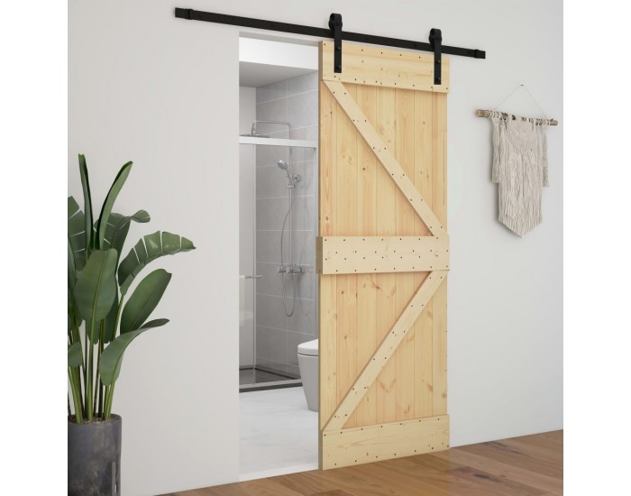 Sonata Плъзгаща врата с монтажни части, 100x210 см, борово дърво масив Sonata Плъзгаща врата с монтажни части, 100x210 см, борово дърво масив