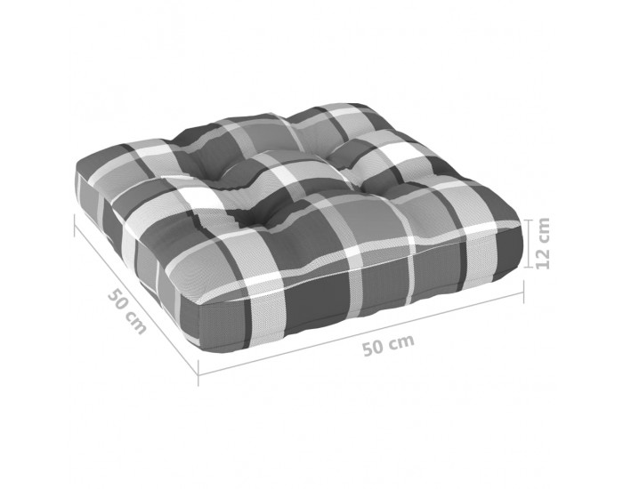 Sonata Палетна възглавница за диван, сиво каре, 50x50x12 см