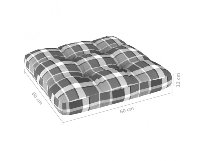 Sonata Палетна възглавница за диван, сиво каре, 60x60x12 см