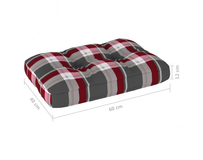 Sonata Палетна възглавница за диван, червено каре, 60x40x12 см