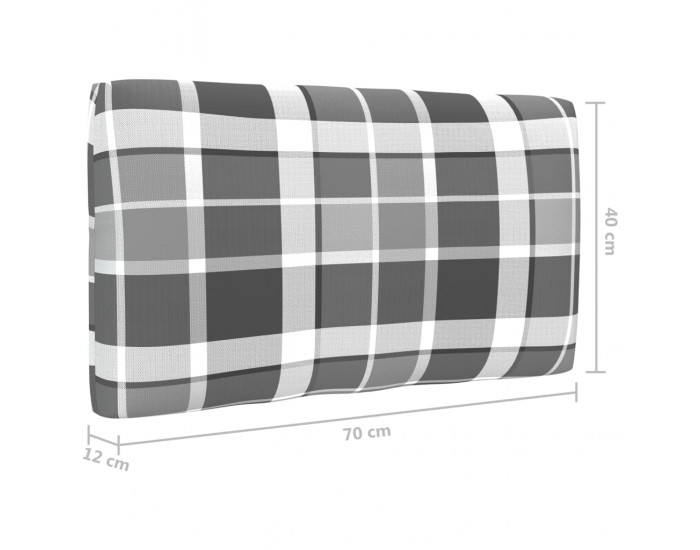 Sonata Палетна възглавница за диван, сиво каре, 70x40x12 см