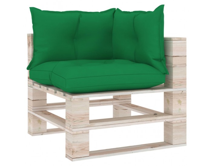 Sonata Палетни възглавници за диван, 3 бр, зелени, текстил
