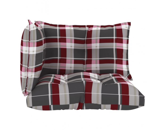 Sonata Палетни възглавници за диван, 3 бр, червено каре, текстил
