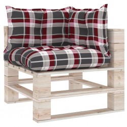 Sonata Палетни възглавници за диван, 3 бр, червено каре, текстил - Градински Дивани и Пейки