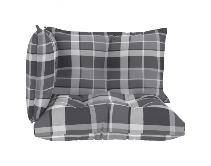 Sonata Палетни възглавници за диван, 3 бр, сиво каре, текстил