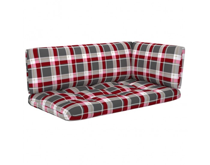 Sonata Палетни възглавници за диван, 3 бр, червено каре