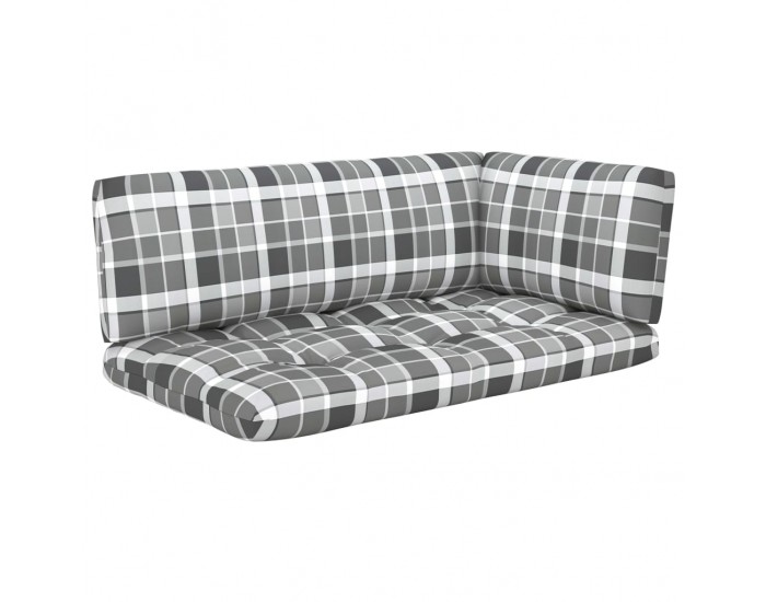 Sonata Палетни възглавници за диван, 3 бр, сиво каре