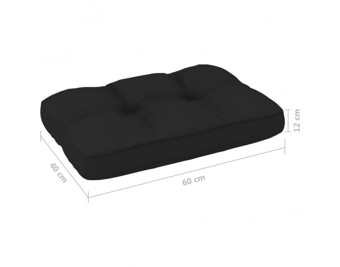 Sonata Възглавница за палетен диван, черна, 60x40x12 см