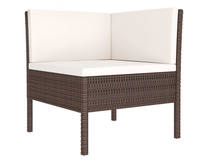 Sonata Градински комплект с възглавници, 4 части, кафяв полиратан